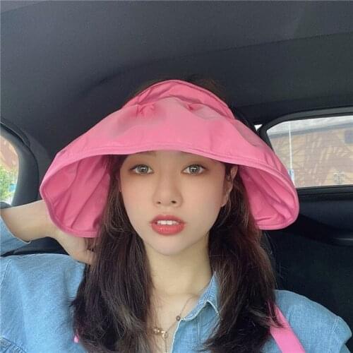 Summer Anti-UV Candy Color Sun Hats For Women Empty Top Fashion Sun Protection Dual-Use Female Headband Beach Sun Visor Hat
