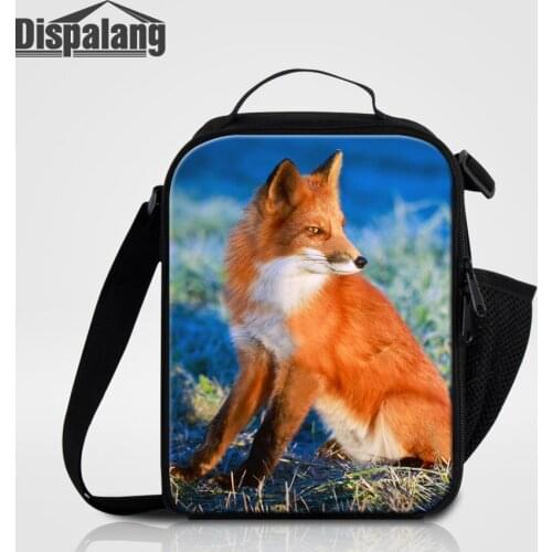 Dispalang Men Thermal Lunch Bags Fox Print Boys Food Picnic Bag Men Mini Messenger Cooler Bag Kid Insulated Lunchbox For School