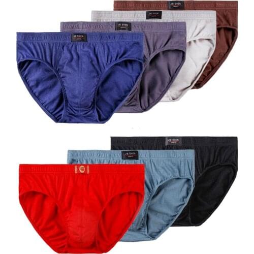 5PCS Plus Size Male Underpants Big Size L/XL/XXL/3XL/4XL/5XL Solid Cotton Mens U Convex Briefs Youth Mens Underwear Panties
