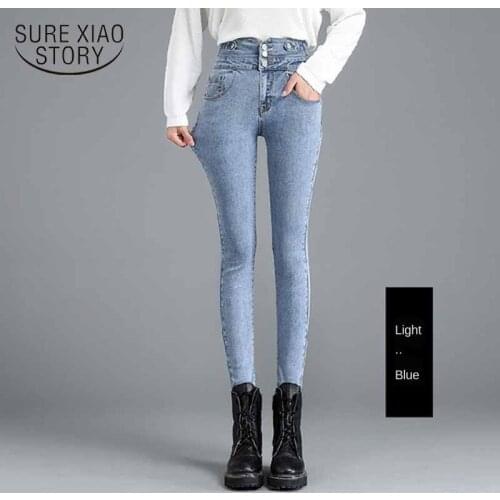 Black Jeans for Women High Waist Jeans Woman ThinDenim Trousers 2021 Autumn Cotton Pantalon Womens Clothing Korean Style 10830