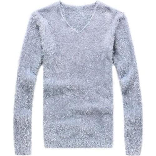 C1304-2 2020 autumn and winter new men fashion tide pure color slim v-neck knitting warm sweater cheap wholesale