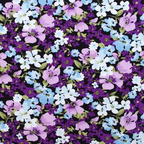 1 Yard Cotton Poplin Fabric for Sewing Patchwork, Dress, Cloth, Bedding - Color Flowers (width=140cm)