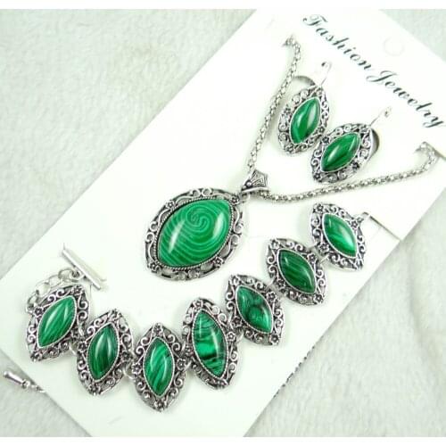 Natural Gem Stone Quartz Crystal Opal malachite Pendant for diy Jewelry making Accessories necklace Earrings Bracelet 3 sets