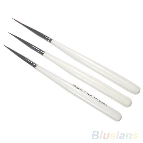 Womens 3Pcs Acrylic Nail Professional Art Brush Liner Painting Drawing Pen Manicure Tool Set Kit Makeup Supplies professionals