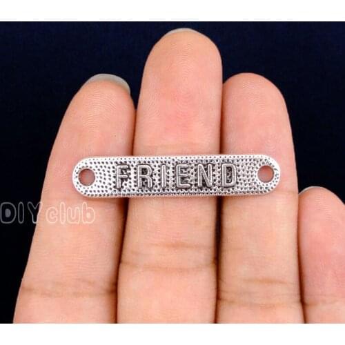 40pcs-Antique Tibetan Silver Friend Connector Charms 40x8mm