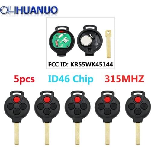 5pcs/lot Hot sale Brand New Smart Remote Key 3+1 Button 315MHZ With ID46 Chip for Mercedes-Benz Smart Fortwo 2005-2015