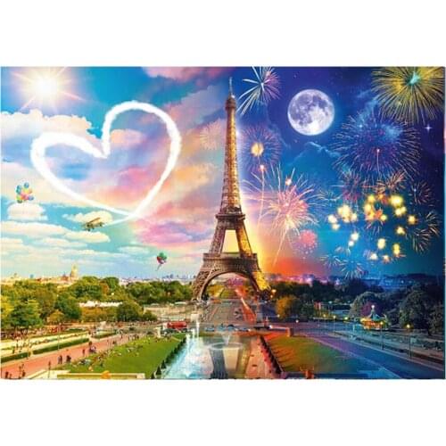 5D Diamond Embroidered Landscape Painting DIY Paris Tower Full Diamond Toolkit Mosaic Art House Roman Wall Decoration Gift