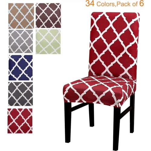 6pcs/set Dining Chair Cover Elastic Chair Protector High Back Chair Seat Covers for Dining Room Wedding Banquet Party Decoration