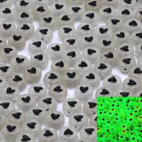 7mm Glow in the dark Acrylic Spacer Beads Luminous Love Heart Beads For Jewelry Making Diy Handmade Charms Bracelet Necklace