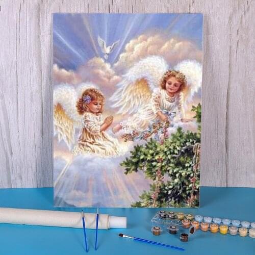 Angel Girl Landscape Coloring By Numbers Painting Package Acrylic Paints 40*50 Canvas Painting Home Decoration Handicraft