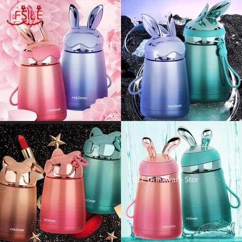 300ml New Stainless Steel Small Flying Rabbit Tide Rabbit Elvis Cute Thermos Creative Cartoon Student Couple Water Bottle