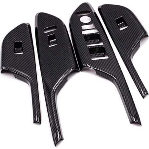 Carbon Fiber Interior Door Armrest Glass Button Decorative Stickers Modification Supplies for Honda Civic 10th 2017 18 2019 2020