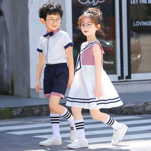 Kindergarten clothing summer dress girls Chinese style primary school uniforms college wind children school girl suit