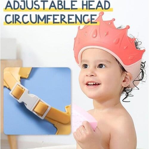 Kids’ Ear Protective Cap Shampoo Cap Baby Crown shower cap Soft Cartoon Bath Visor Hat Adjustable Baby Water-proof Hair Shield f