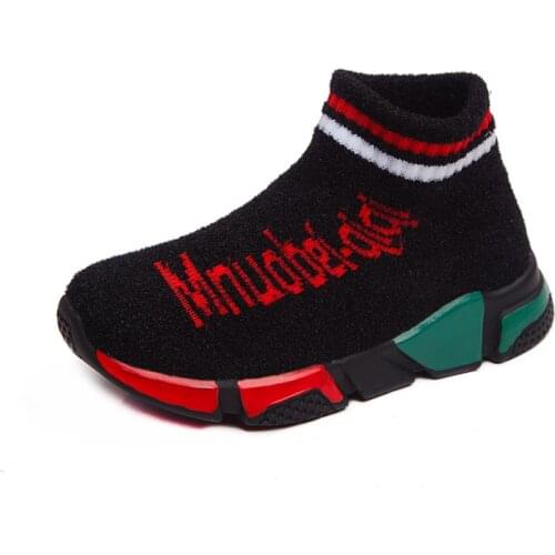 Childrens boots warm socks shoes high top socks shoes light breathable shoes sports casual trend running Plush Girls shoes