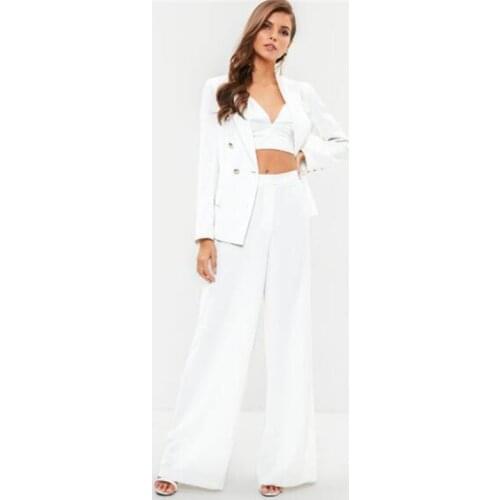 Elegant White Womens Formal Wear Pantsuits Women Ladies Custom Made Business Office Tuxedos Work Wear Suits For Party Groom
