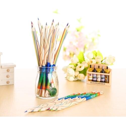 10 pcs/Lot Rainbow color pencil 4 in 1 colored pencils for drawing Stationery drawing Office material school supplies 6292