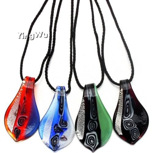 Yingwu Hot Selling 6PCS Charming Leaf Foil Lampwork Glass Pendants Murano Glass Charms Necklace Gift