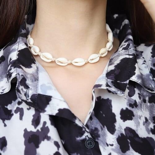 Hot Conch Seashell Necklace Women Jewelry Summer Beach Shell Choker Bohemian Rope Beaded Necklaces Handmade Collar Female