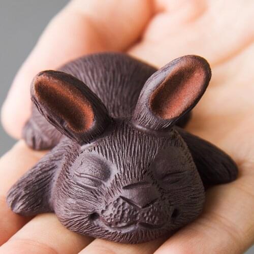 LUWU Purple Clay Tea Pets Cute Rabbit Tea Play Crafts Kung fu Tea Accessories