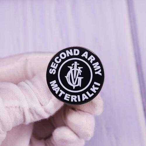 Materialki Second Army Pin Button Black Badge