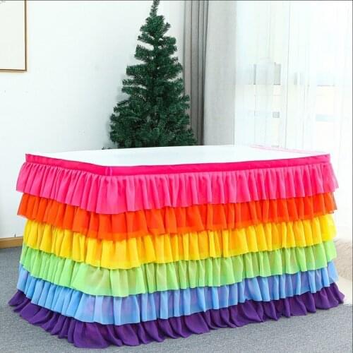 Multi-layer Stitching Mesh Gauze Party Favors Banquet Table Skirt Wedding Birthday Partys Hotel Decor Home Textile Tables Skirts