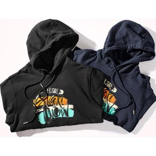 Autumn and Winter Fashion Pure Cotton Terry Heavy Weight Plus Velvet Hoodies for Mens Thick Loose Hooded Pullover Sportswear