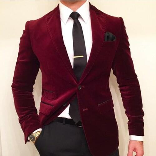 Mucielee Ternos Masculinos Slim Fit Burgundy Men Suit Latest Coat Pant Designs Blazer Masculino 2 Pieces (Jacket+Pants)
