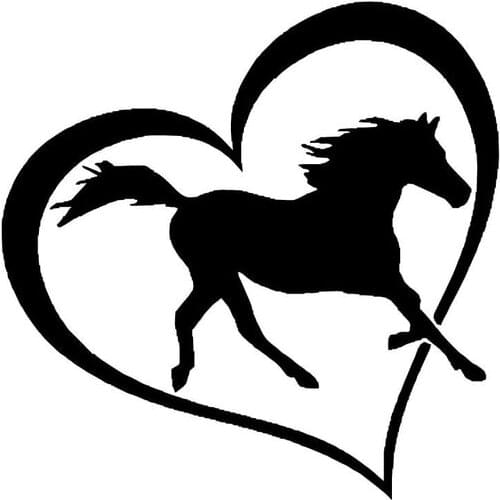10.2cm*10.2cm Lovely Horse With Heart Car Sticker Creative Car Styling Bumper Decals Black/Sliver