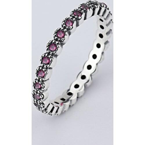 Wholesale Hot Sale Fashion jewelry Real Pave Setting Plant Trendy red Compatible With Original 925 silver Retro woman Ring