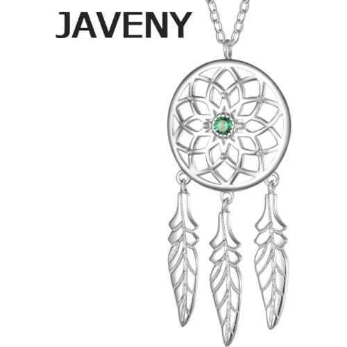 925 Sterling Silver Jewelry CZ Cubic Zirconia Feather Dreamcatcher Pendant Necklaces for Women Birthday Gift 6pcs Lots Wholesale
