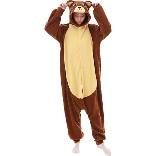Adult Animal Brown Bear Pyjamas Home Wear Women Men Kigurumi Onesies SleepWear Hooded Pijamas Cosplay Halloween Costume Jumpsuit