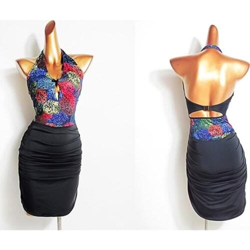 2021 Women Latin Dance Dress New Style Halterneck Sleeveless Practice Dress Sexy Ballroom Latin Dance Competition Dresses DN7898