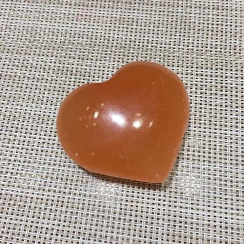 Drop shipping Natural selenite Crystal gemstone heart meditation reiki healing chakra orange gypsum polished crystal heart gift