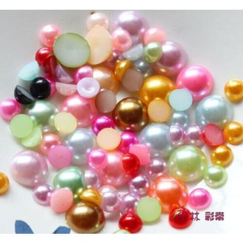 Sales!Mixed 2-12mm Assorted Half Round Flatback Imitation Pearls Gems 25g/pack (About 450pcs)