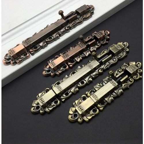 Antique Retractable Zinc Alloy Latch Box Double Plug Long Opening Movable Door Lock Bolt