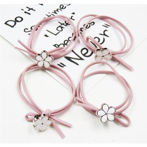 1PCS Creative Pink Flower Elastic Hair Bands For Girl Bohemian Headband Scrunchy Korean fashion Kids Hair Accessories For Women