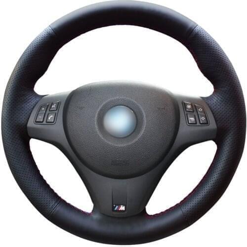 Hand-stitched Black PU Faux Leather Car Steering Wheel Cover for BMW M Sport M3 E90 E91 E92 E93 E87 E81 E82 E88 X1 E84 2011