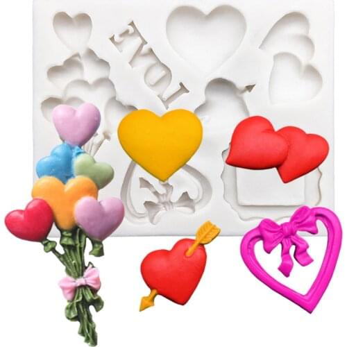 Heart Bowknot Love Silicone Cake Baking Mold Sugarcraft Chocolate Cupcake Fondant Cake Decorating Tools