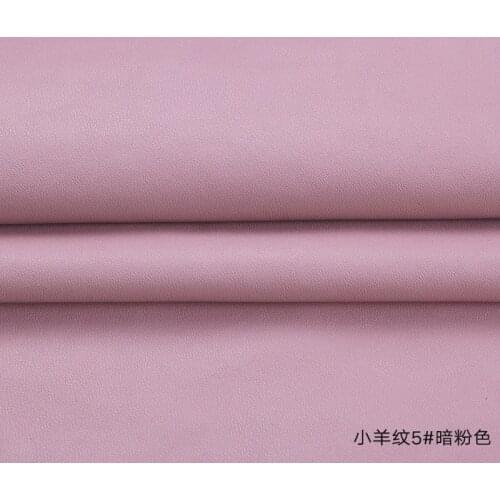 High Quality Micro Sheep pattern 5# Deep Pink PU Leather fabric with little elastic for DIY furniture bag material(50x69cm)