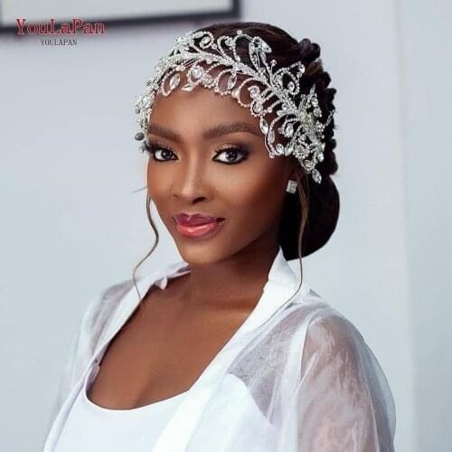 YouLaPan HP250 Nobby Wedding Crown Rhinestone Forehead Bridal Headband Women Crowns Pageant Handmade Wedding Hair Jewelry