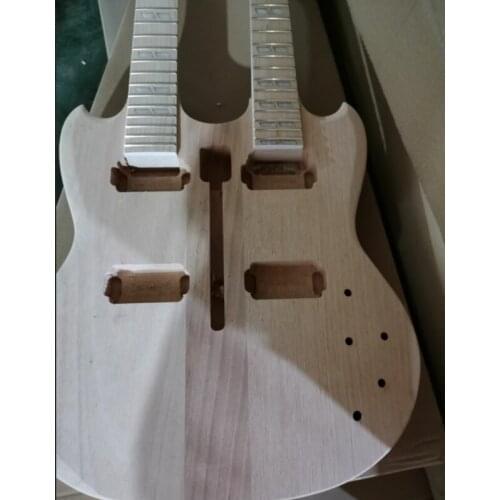 Factory custom 6 strings 12 strings double neck electric guitar, mahogany body,maple fingboardsemi-finished guitar,free shipping