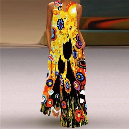 2021 Womens Sleeveless Long Skirt V-neck Printed Emerald Flower Dress Classic Clothing Wear Floor Retro Skirt Elegant Black Top