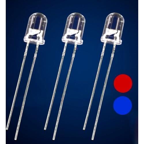 100pcs/lot 5mm red-blue bidirectional non-polar Water clear round head edged LED light emitting diode F5 DIP plug-in lamp