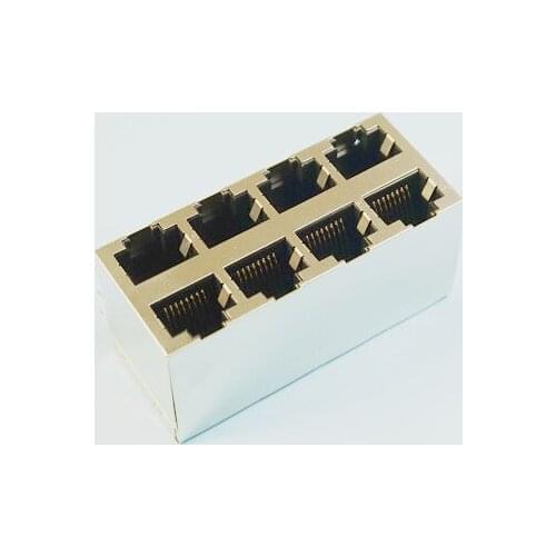 2 pcs RJ45 8 Port Shielded Modular PCB Jack 8P8C Right Angle Through Hole PCB network connector SIDE ENTRY