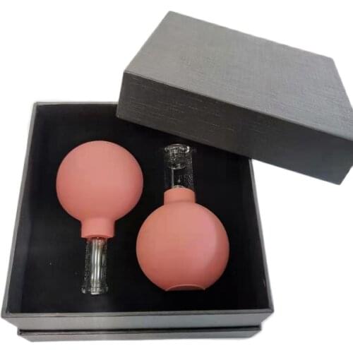 Rubber Silicone Facial Cupping Cup 2 Pieces Face Lift Skin Tightening With Gift Box