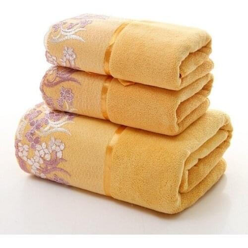 3pcs/set Lace Border Microfiber Bath Towel Set Soft 1pc Bath Towel+2pcs Hand Face Towels Bathroom Set Embroidery Toalha De Banho