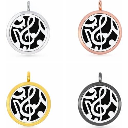 30mm Hollow Music Note Aromatherapy Essential Oil Perfume Diffuser Locket Pendant with 6pcs PadS Fit Necklace key Chains