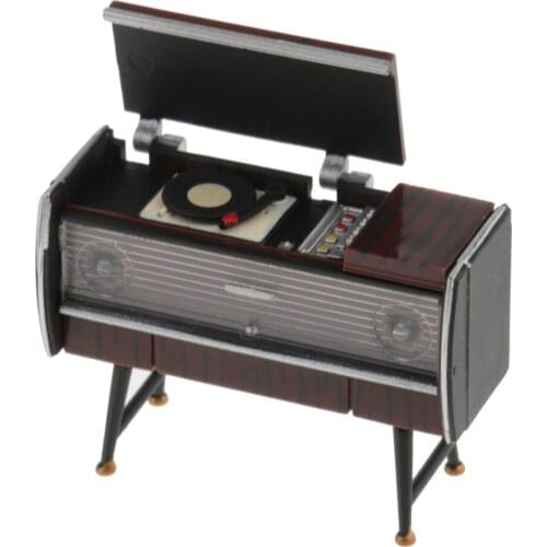 4pcs 1/12 Plastic Living Room Items Televison Phonograph Set For Dollhouse