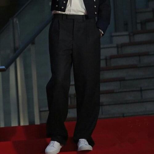 Casual Mens wide-leg pants spring and autumn new Japanese retro simple trousers are thin and large loose straight-leg pant